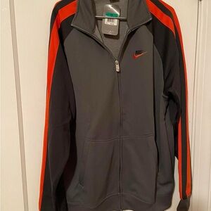 Nike Men’s Gray & Orange Full-Zip Track Jacket